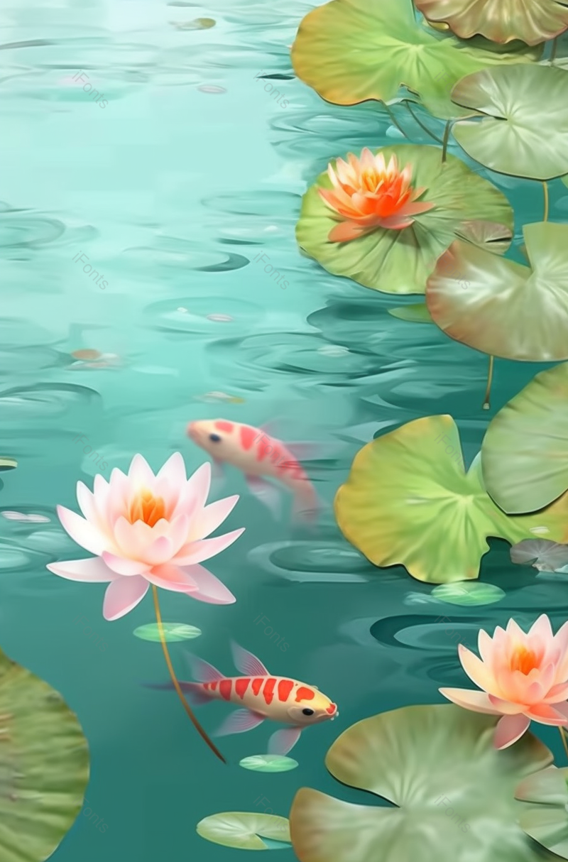 清新夏日荷花池手绘插画图,插画/手绘图,插画/手绘图库,插画/手绘图下载,插画/手绘